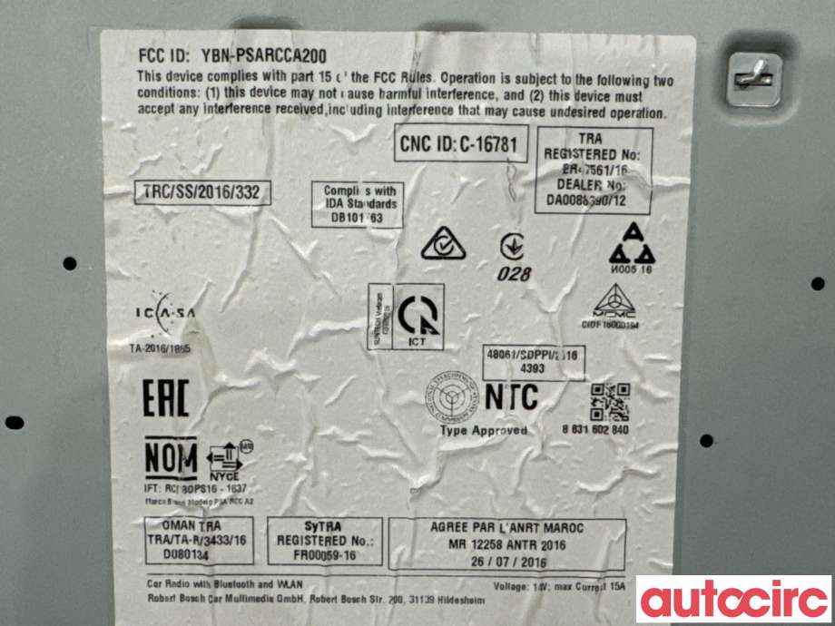 Bilstereo til Peugeot 2008 2013-2019 (Type I)  (PEUGEOT|1623779980|7503900136|9822730280)