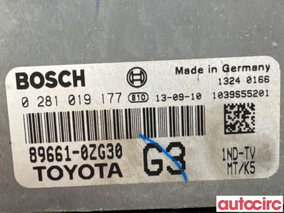 Styreenhet motor til Toyota Auris 2013-2015 (Type II, Fase 1)  (TOYOTA|896610ZG30|0281019177|89661-0ZG30)