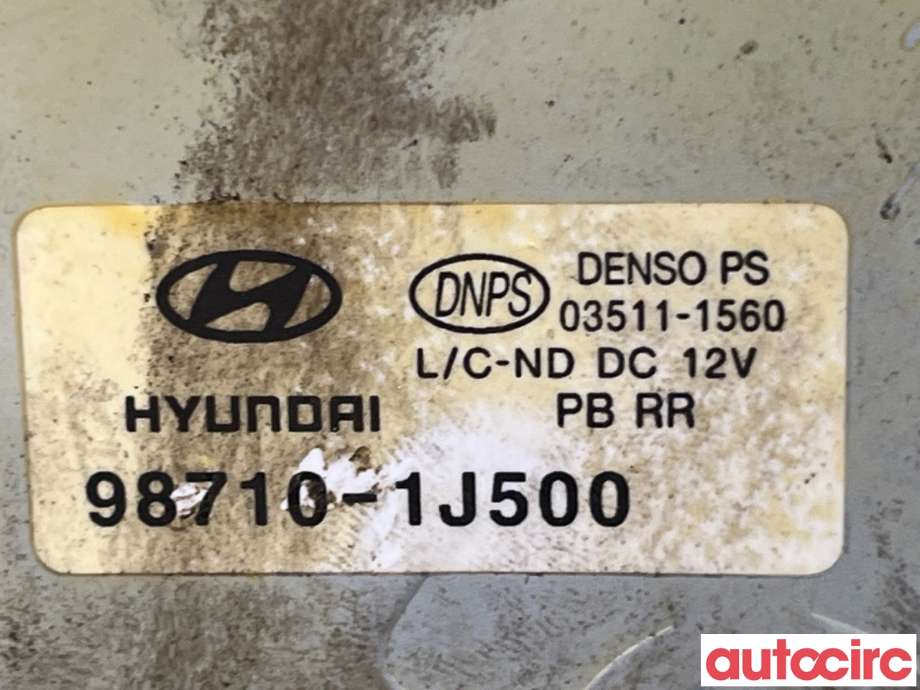 Viskermotor bakrute til Hyundai i20 2009-2014 (Type I)  (HYUNDAI|987001J500|03511-1560|98710-1J500)