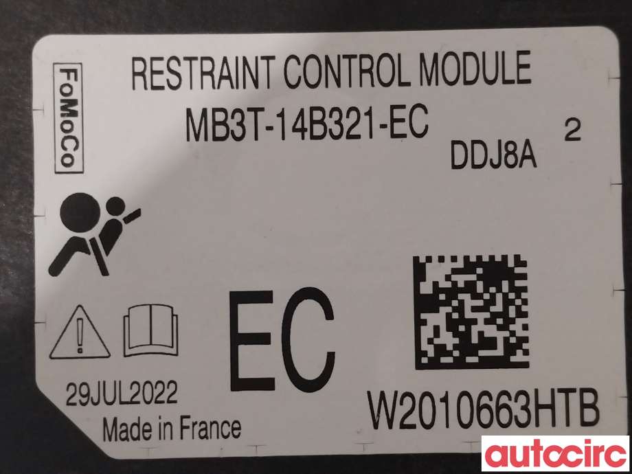 Airbag elektronikk til Ford Ranger / Ranger Raptor 2015-2022  (FORD|2627074|MB3T-14B321-EC)