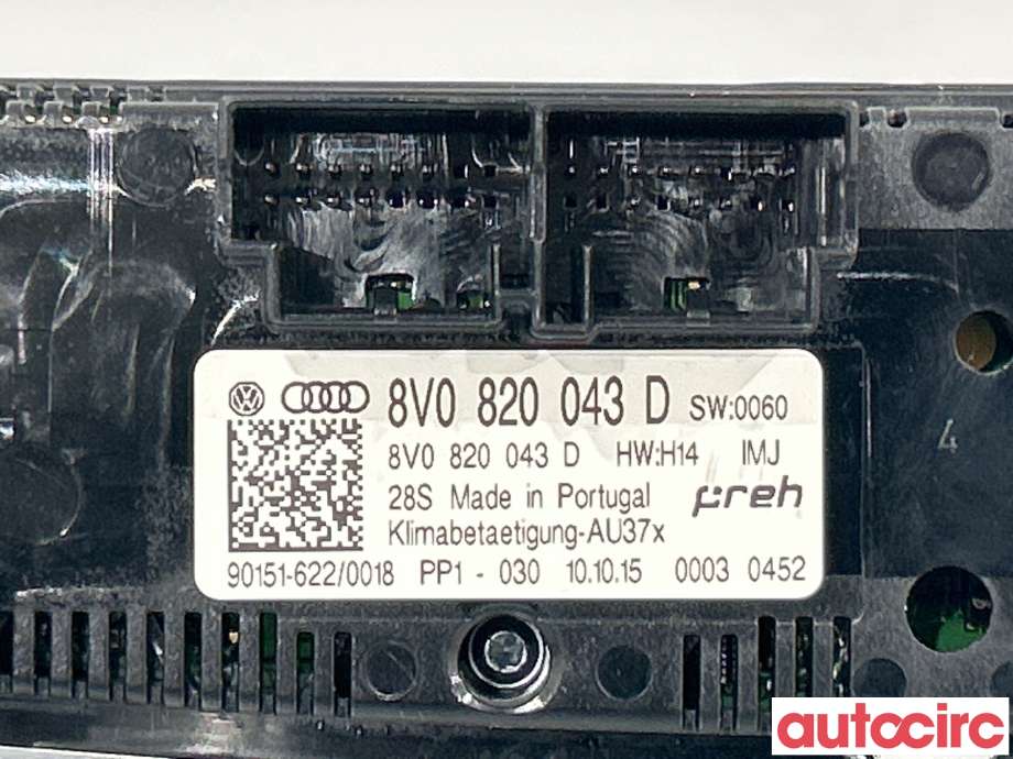 Varmeapparat betjening til Audi A3 2012-2016 (Type III, Fase 1) (AUDI|8V0820043D|)