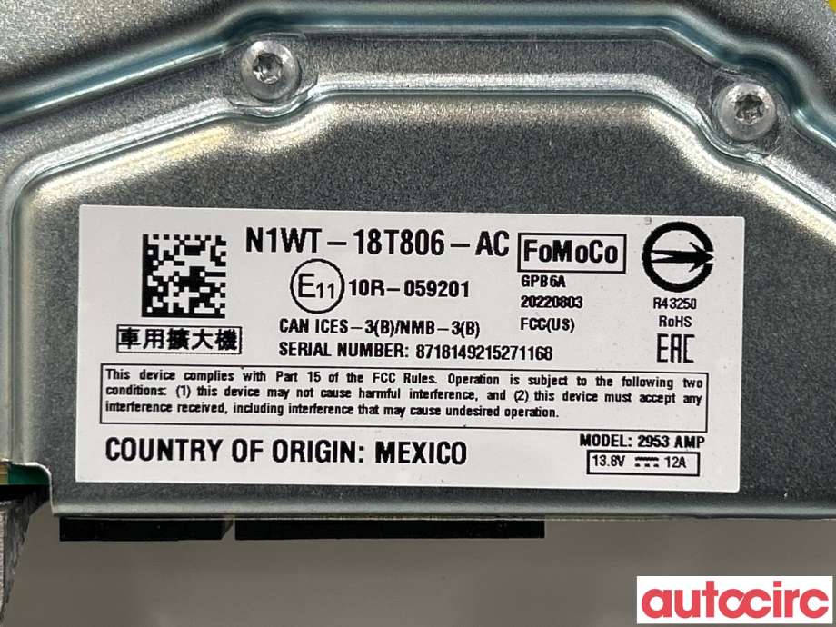 Bilstereo forsterker til Ford Ranger / Ranger Raptor 2015-2022 (FORD|2674886|N1WT-18T806-AC)