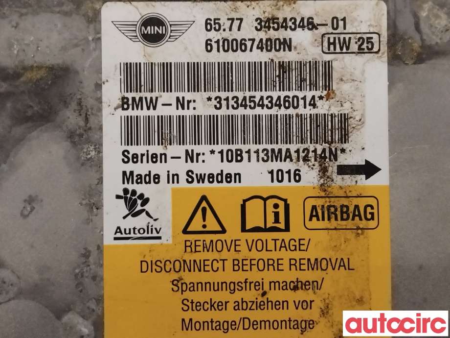 Airbag elektronikk til Mini One/Cooper 2007-2014 (R55-57) (R55-57) (MINI|65779812297|65773454346)