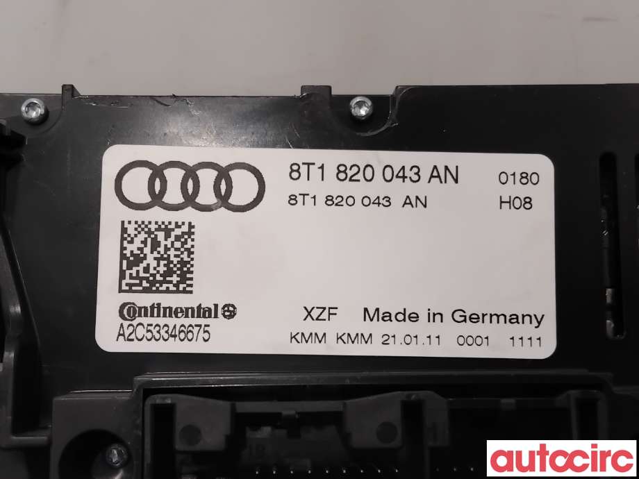 Varmeapparat betjening til Audi Q5 2008-2012 (Type I, Fase 1)  (AUDI|8T1820043AH|A2C53346675|8T1820043AS)