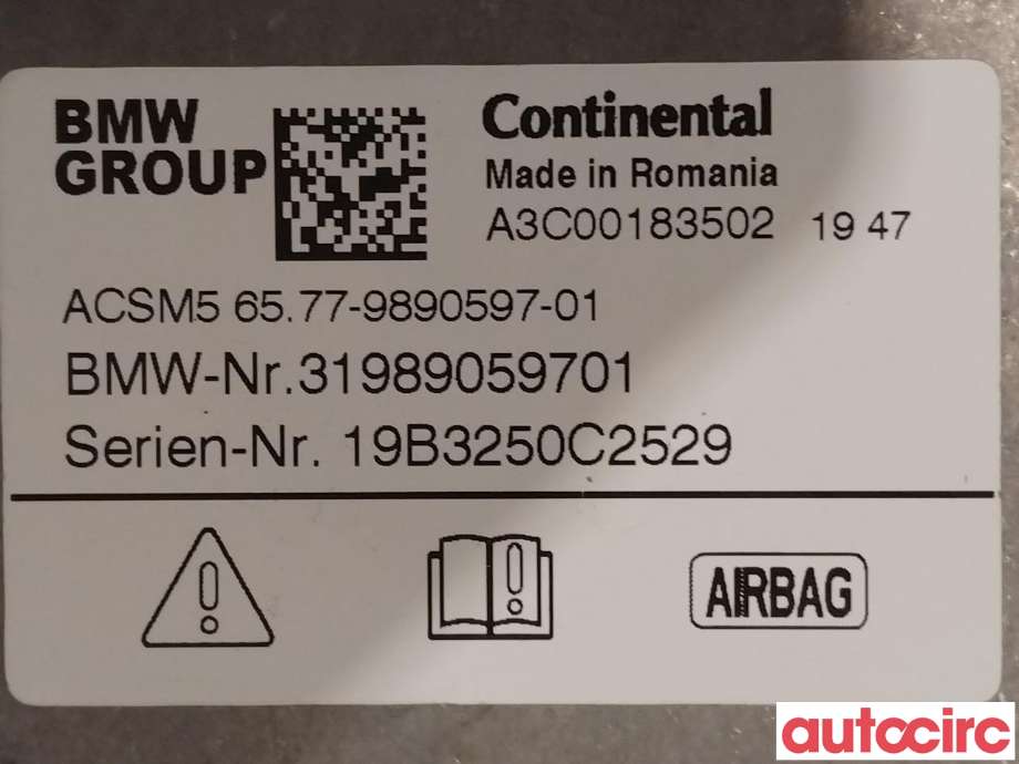 Airbag elektronikk til BMW 5-Serie 2017-->> (G30/G31) (G30/G31) (BMW|65779890597)