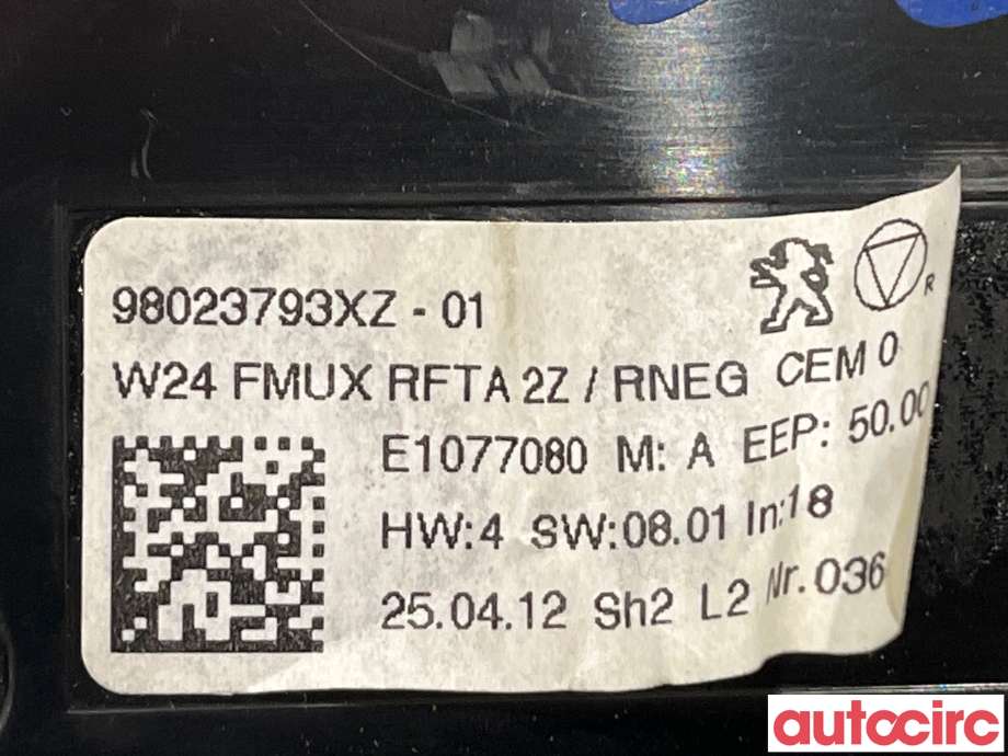 Varmeapparat betjening til Peugeot 508 2011-2014 (Type I, Fase 1)  (PEUGEOT|98023793XZ)