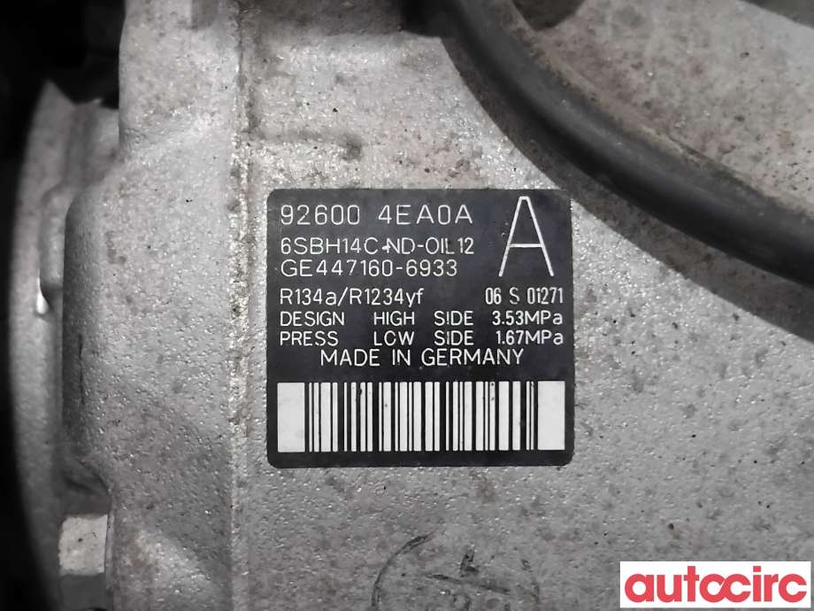 Aircondition kompressor til Nissan Qashqai 2014-2021 (Type II) (NISSAN|926004EA0A|447160-6933)