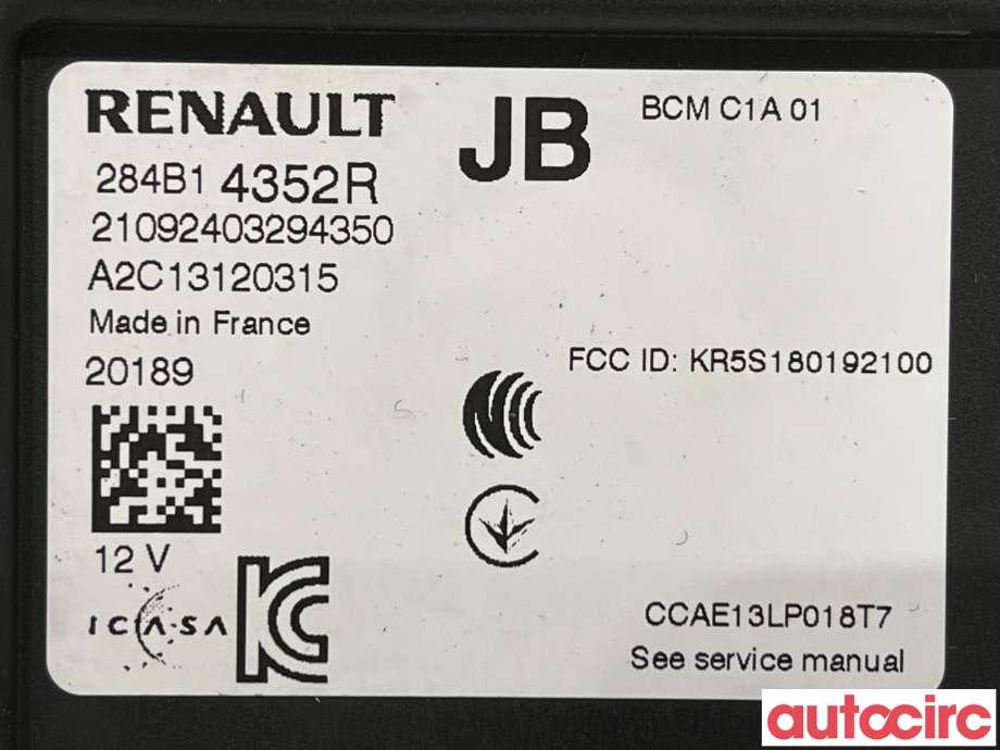 Styreenhet diverse til Renault Zoe 2013-2019 (Fase 1)  (RENAULT|284B26838R|A2C13120315|284B14352R)