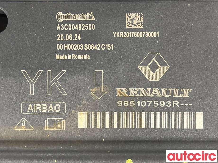 Airbag elektronikk til Renault Zoe 2013-2019 (Fase 1) (RENAULT|285552502R|A3C00492500)