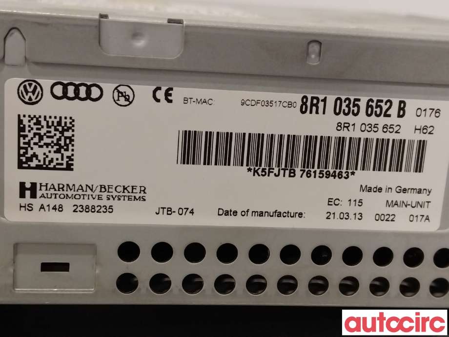 Bilstereo til Audi A5 2007-2016 (Type I)  (AUDI|8R1035652B)