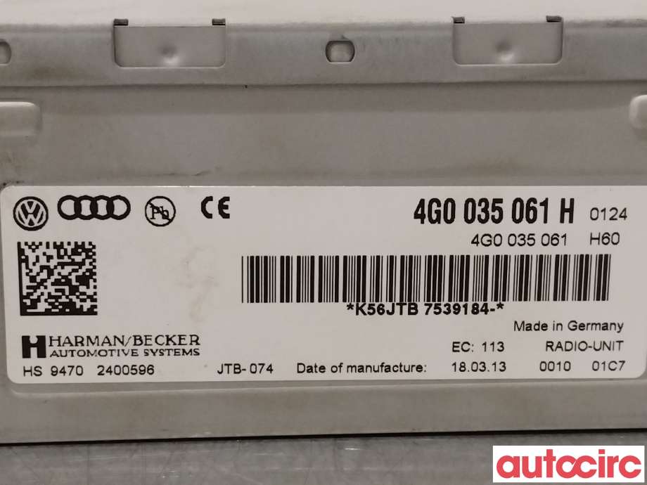 Bilstereo til Audi A5 2007-2016 (Type I)  (AUDI|4G0035061H)