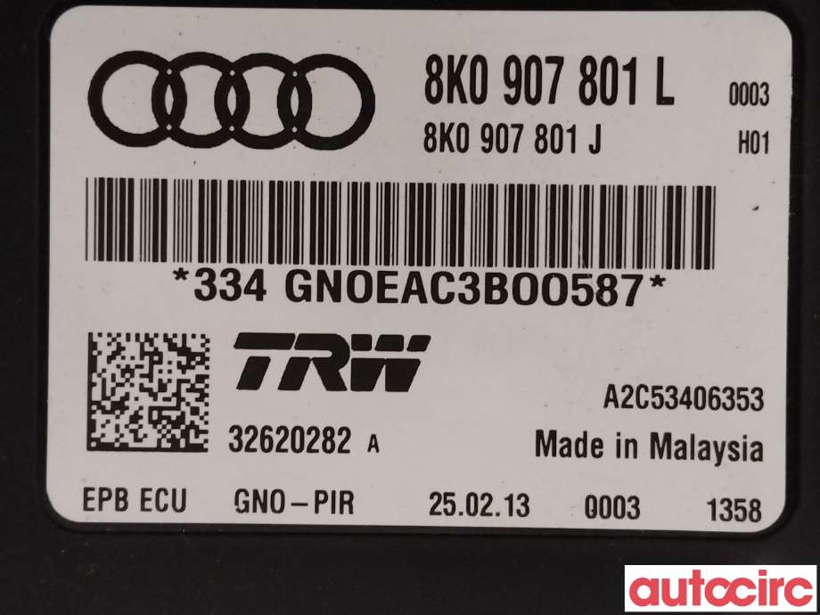 Styreenhet elektrisk parkbrems (EPB - Electric Parking Brake) til Audi A5 2007-2016 (Type I) (AUDI|8K0907801L|A2C53406353)