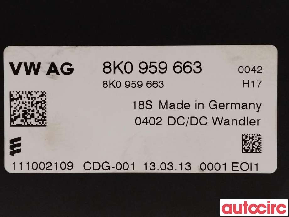 Styreenhet diverse til Audi A5 2007-2016 (Type I) (AUDI|8K0959663D|8K0959663)