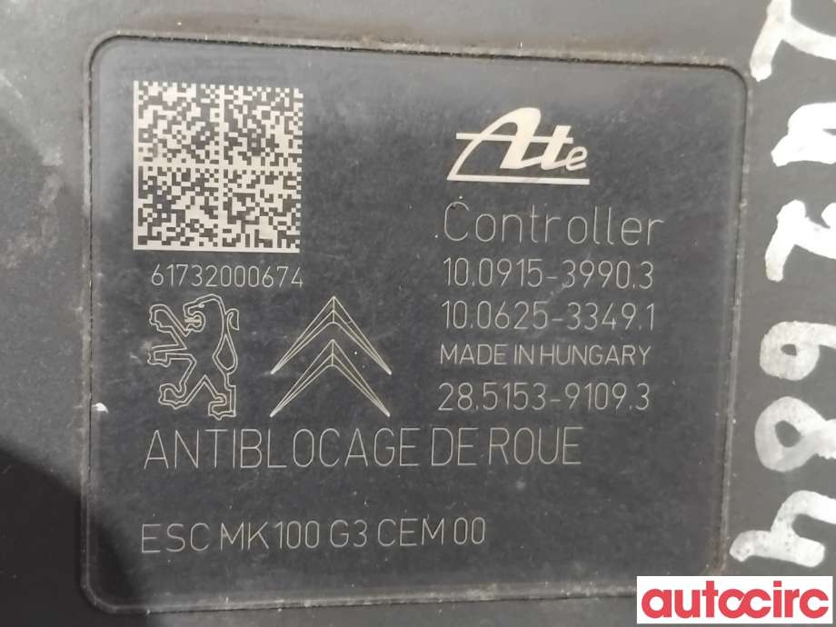 ABS sentral til Peugeot 2008 2013-2019 (Type I) (PEUGEOT|1617387780|100915-39903|9817961380)