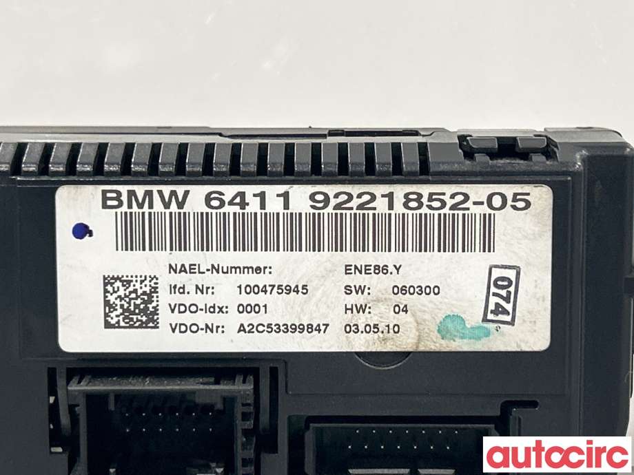 Varmeapparat betjening til BMW 1-Serie 2004-2011 (E81/E82/E87/E88) (E81/E82/E87/E88) (BMW|64119292262|64119221852)