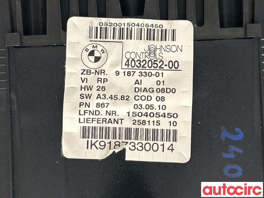 Instrumentpanel til BMW 1-Serie 2004-2011 (E81/E82/E87/E88) (E81/E82/E87/E88) (BMW|62109283801|9187330)