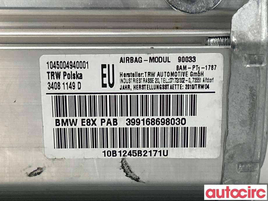 Airbag passasjer til BMW 1-Serie 2004-2011 (E81/E82/E87/E88) (E81/E82/E87/E88) (BMW|72129168698|9168698)