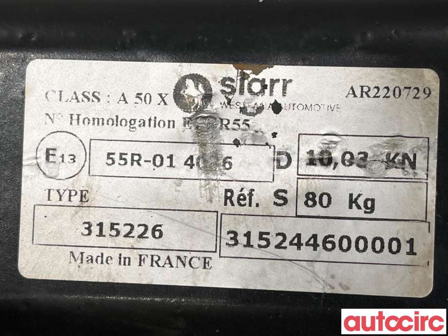 Hengerfeste til Peugeot 5008 2017-->> (Type II)  (PEUGEOT|NO NR|315226|315244600001)
