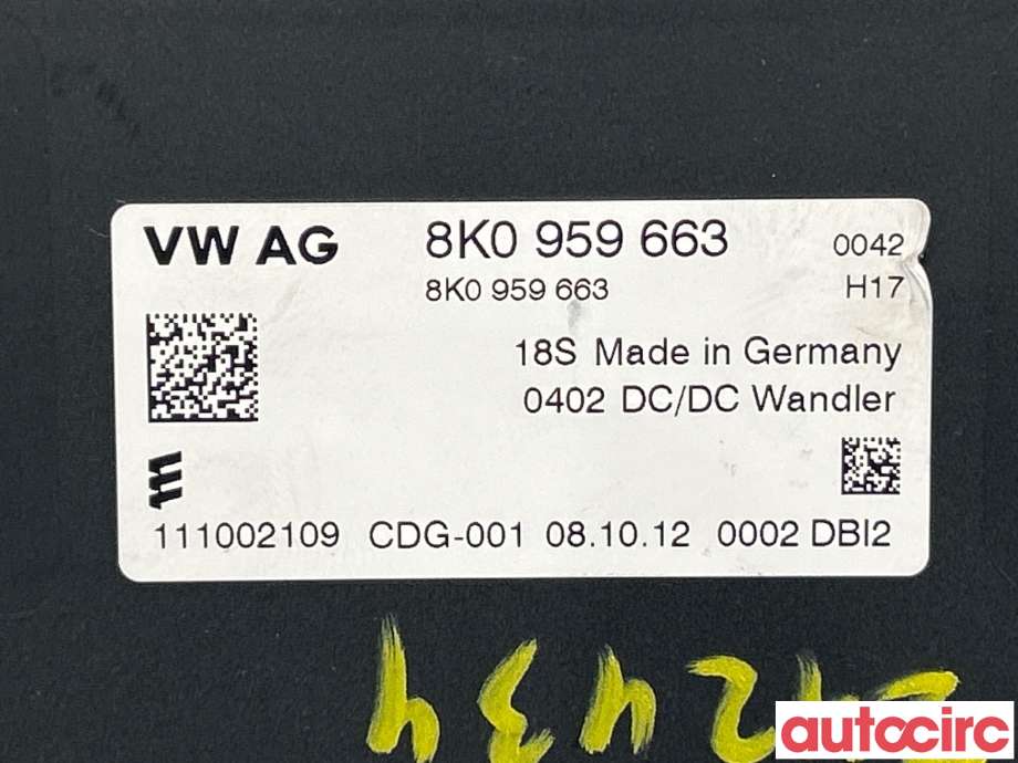 Styreenhet diverse til Audi A4 2007-2014 (Type IV) (B8) (B8) (AUDI|8K0959663D||8K0959663)