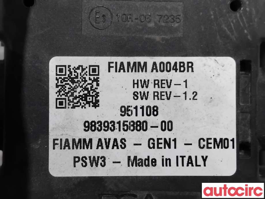 Høyttaler motorlyd, AVAS (Acoustic Vehicle Alerting System) til Opel Mokka E 2020-->> (Type II)  (OPEL|9839315880|)