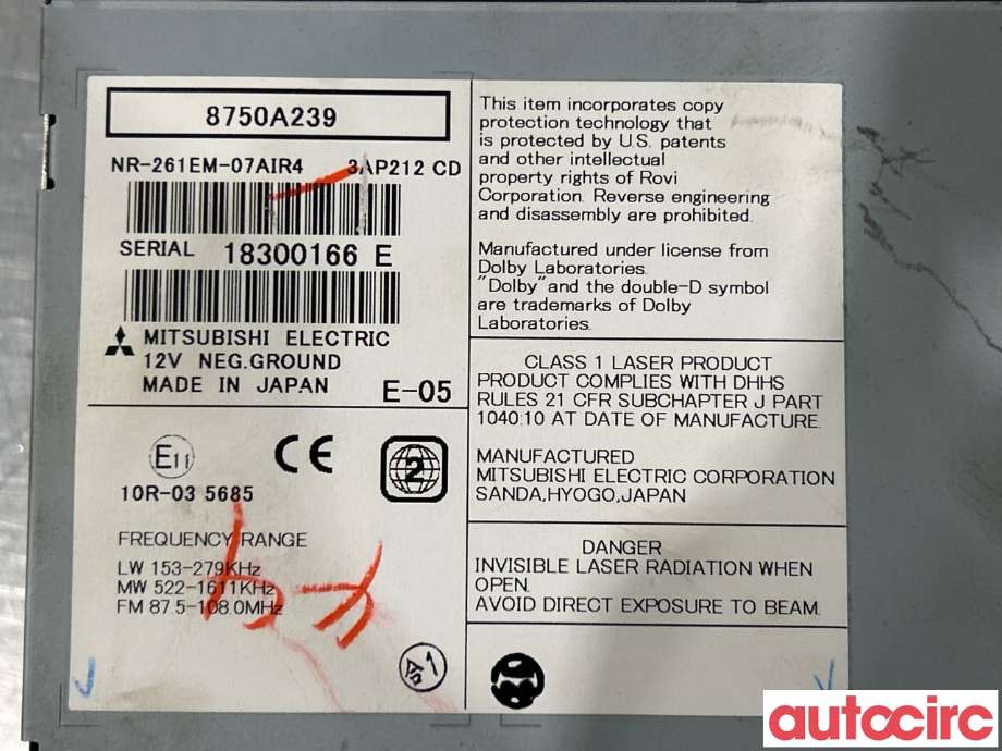 Bilstereo navigasjon til Mitsubishi Outlander 2010-2012 (Type II, Fase 2) (MITSUBISHI|8750A239)