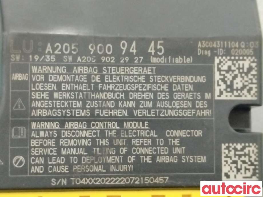 Airbag elektronikk til Mercedes EQC 2019-->>  (MERCEDES|A2059009445)