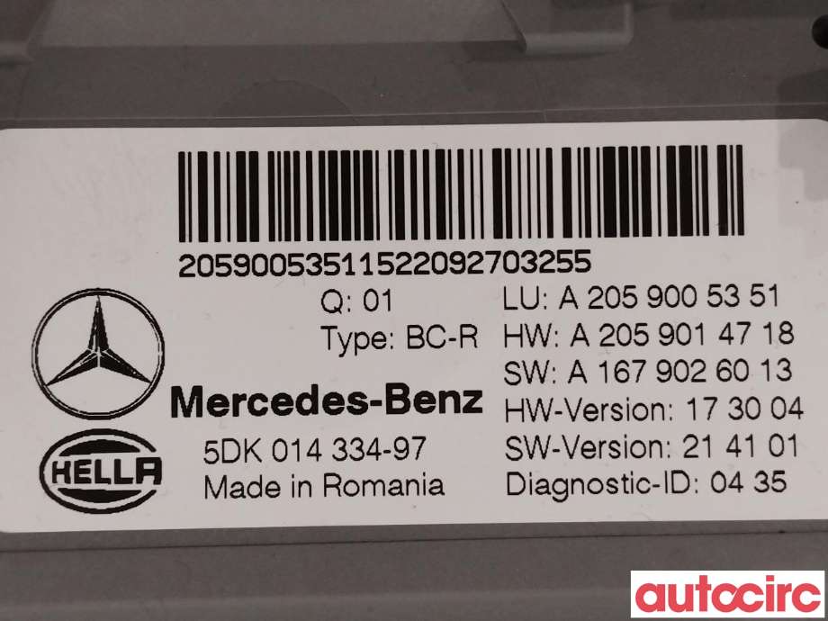 Styreenhet diverse til Mercedes EQC 2019-->>  (MERCEDES|A2059005351)