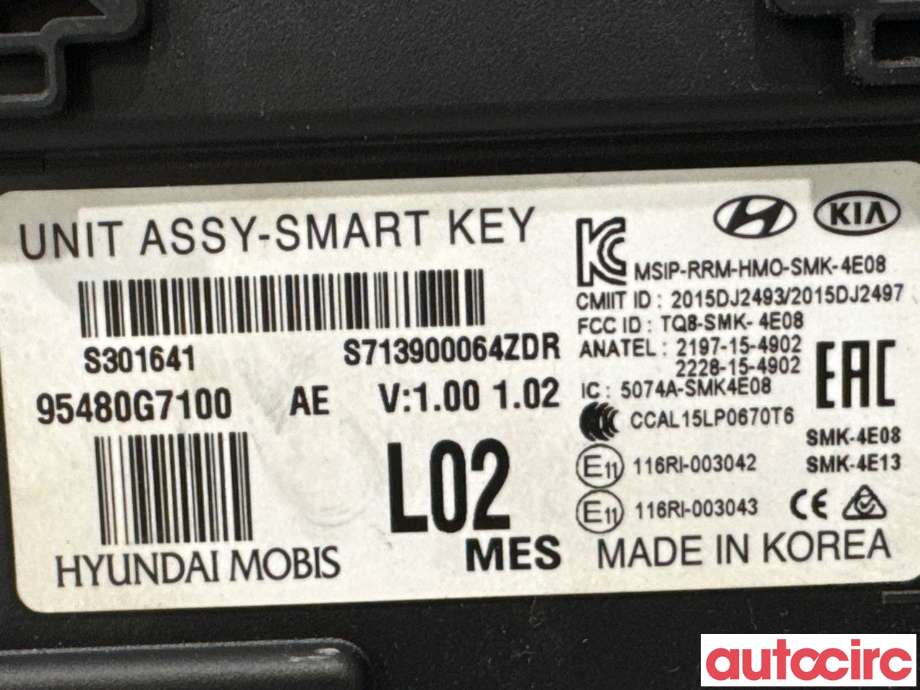 Styreenhet nøkkelfri/keyless til Hyundai Ioniq Electric 2016-2019 (Fase 1)  (HYUNDAI|95480G7100|)