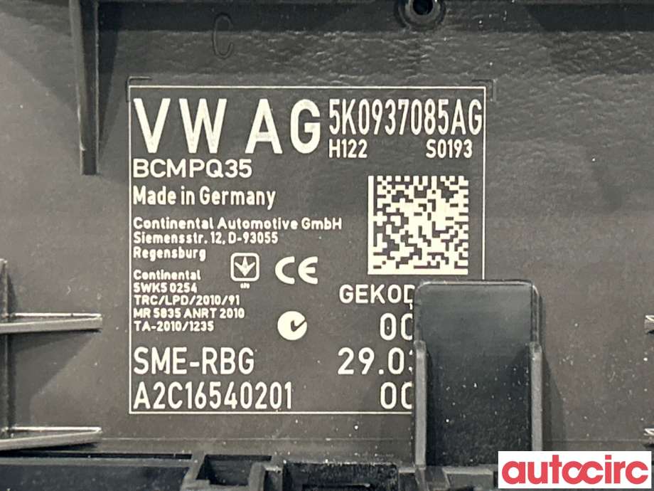 Styreenhet comfort (BCM) til VW Caddy 2015-2020 (Type III, Fase 3) (VOLKSWAGEN|5K0937087AR|5K0937085AG)