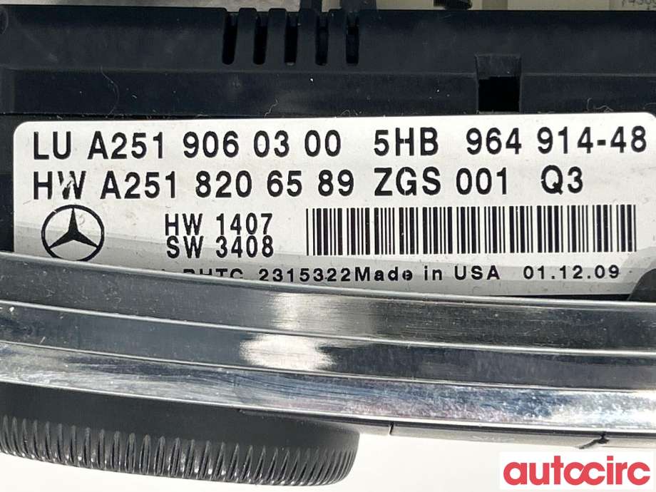Varmeapparat betjening til Mercedes GLK 2008-2015 (X204) (X204) (MERCEDES|A2519000101|A2519060300)