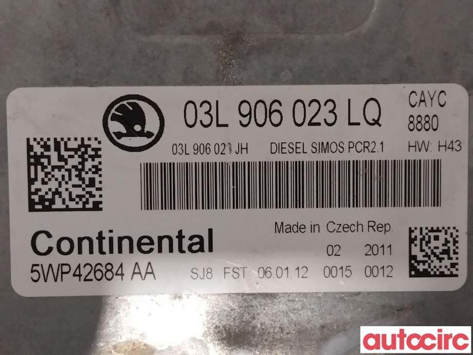 Styreenhet motor til Škoda Octavia 2009-2013 (Type II, Fase 2)  (SKODA|03L906023LQ)