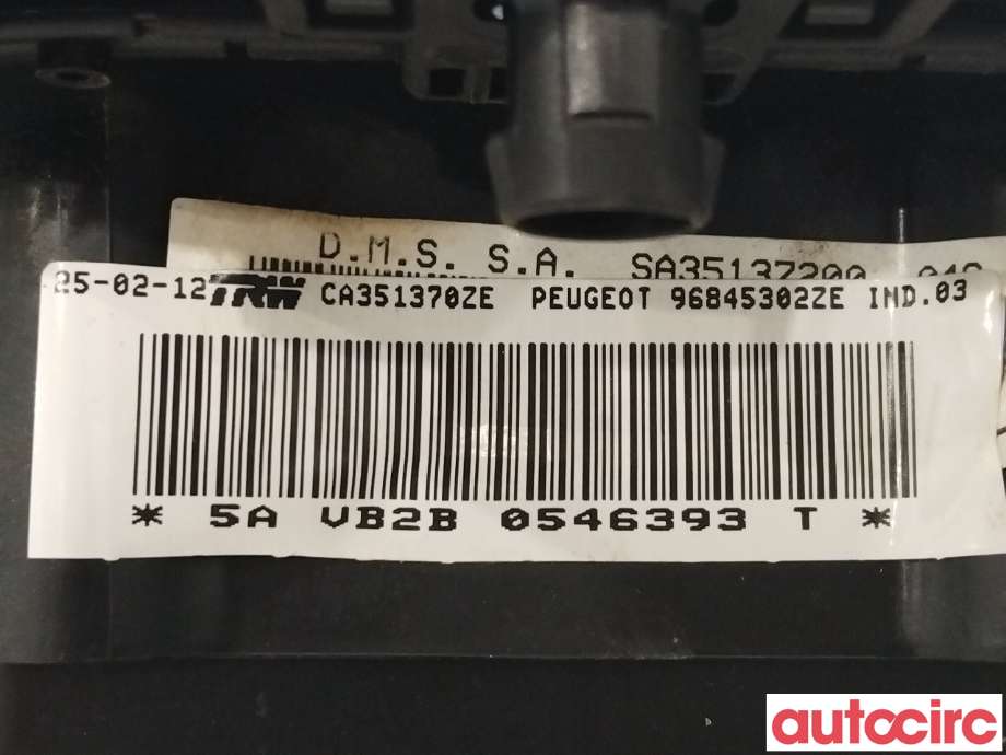 Airbag rattpute til Peugeot 3008 2009-2016 (Type I) (PEUGEOT|4112PF|96845302ZE)