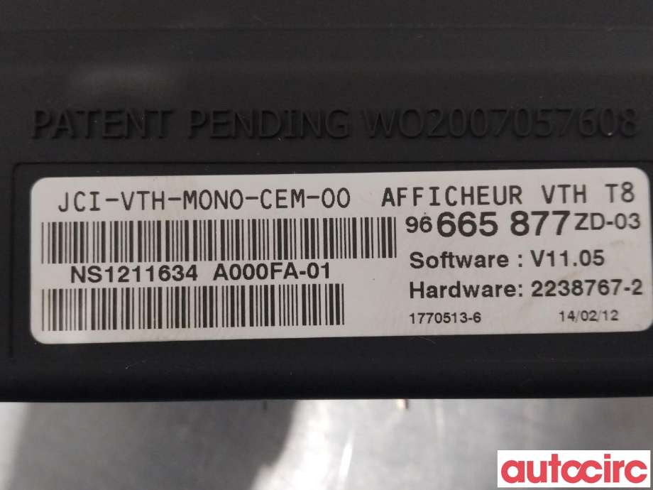 Instrumentpanel til Peugeot 3008 2009-2016 (Type I) (PEUGEOT|6593K2|96665877ZD)