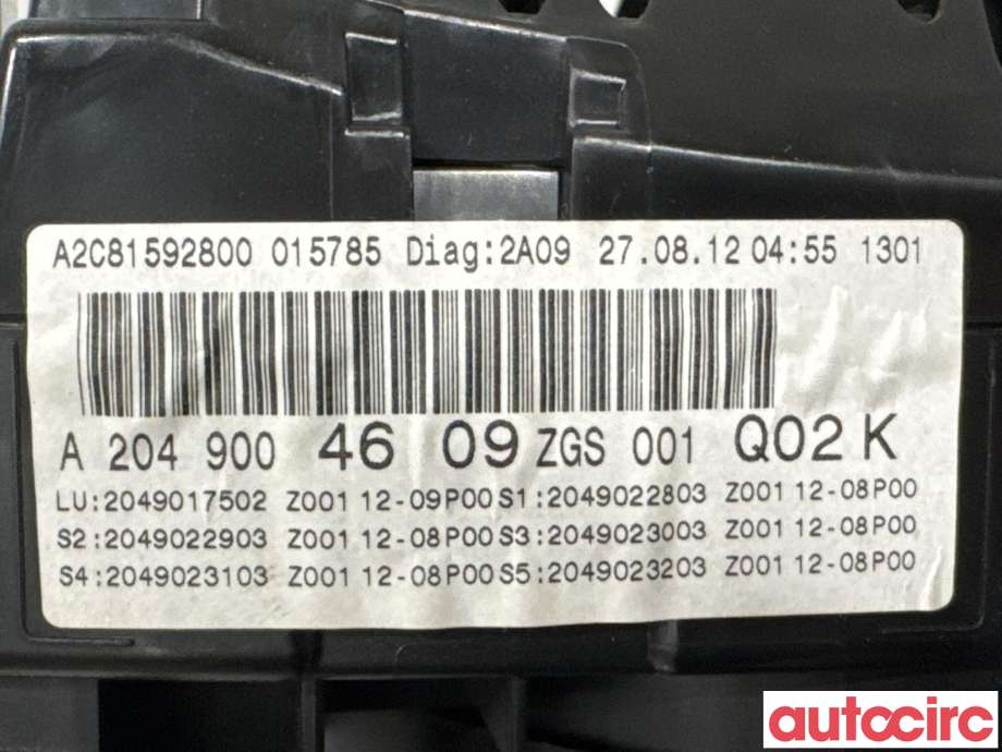 Instrumentpanel til Mercedes C-Klasse 2011-2014 (Fase 2) (W204) (W204) (MERCEDES|A2049004609|A2C53435305|A2049005513)