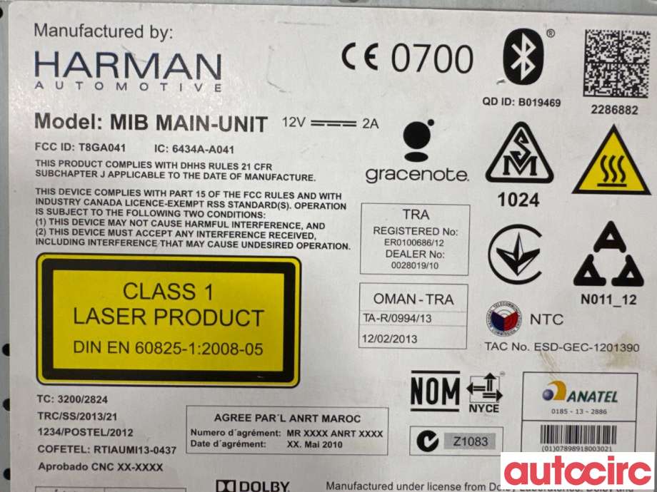 Bilstereo navigasjon til VW e-Golf 2014-2017 (Fase 1)  (VOLKSWAGEN|5G0035020E|HSA310)