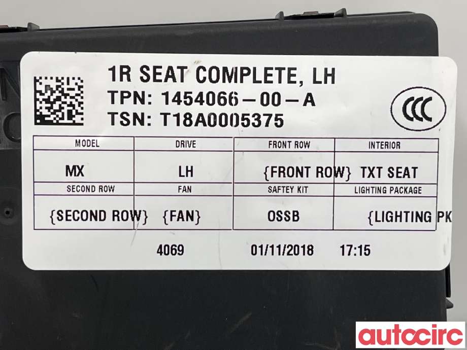 Styreenhet sete til Tesla Model X 2016-->>  (TESLA|1072740-00-A|1454066-00-A)