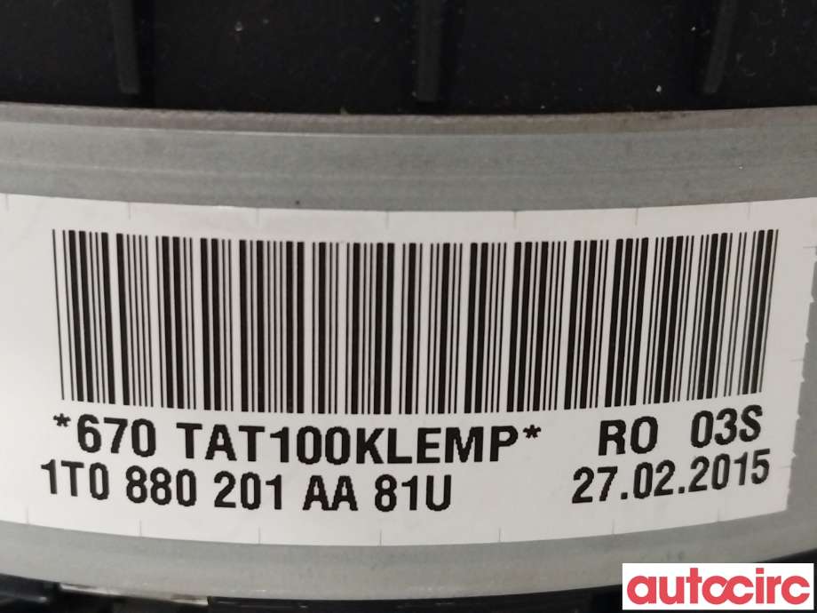 Airbag rattpute til VW Touran 2010-2015 (Type I, Fase 3)  (VOLKSWAGEN|1T0880201AA)