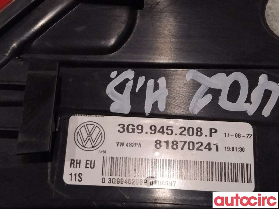 Baklykt høyre til VW Passat 2015-2019 (Fase 1) (B8) (B8) (VOLKSWAGEN|3G9945208P|81870241)