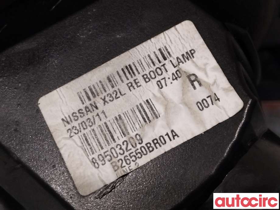 Baklykt høyre indre til Nissan Qashqai 2010-2014 (Type I, Fase 2)  (NISSAN|26550BR01A)