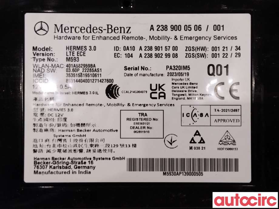 Styreenhet bluetooth til Mercedes Sprinter 2013-2018 (Fase 2) (906) (906) (MERCEDES|A2389000506|PA320IM5|A2389015700)
