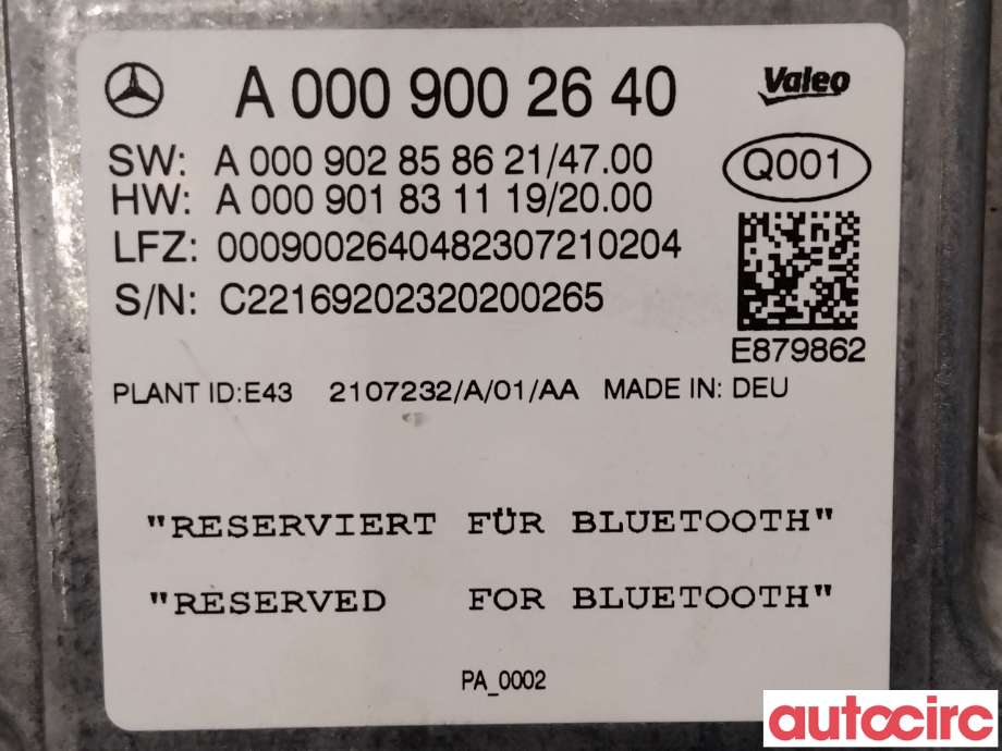 Styreenhet parkering til Mercedes Sprinter 2013-2018 (Fase 2) (906) (906) (MERCEDES|A0009002640|C221169202320200265|A000902858621)