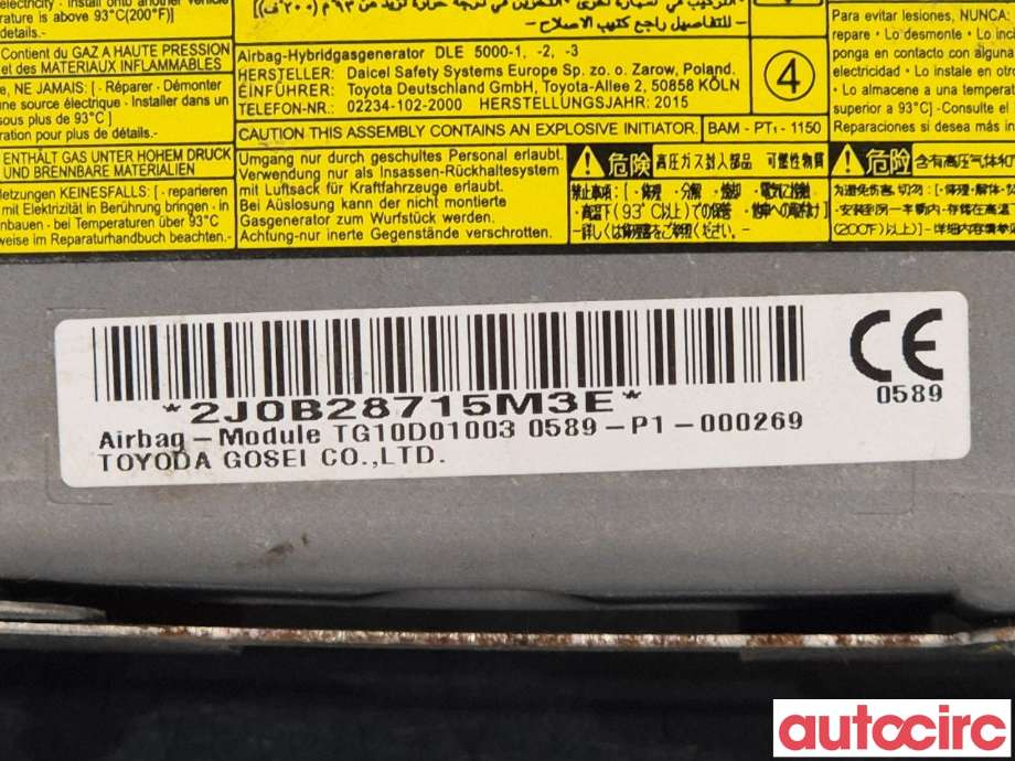 Airbag kne til Toyota Avensis 2015-2019 (Type III, Fase 2)  (TOYOTA|7390005032C1|)
