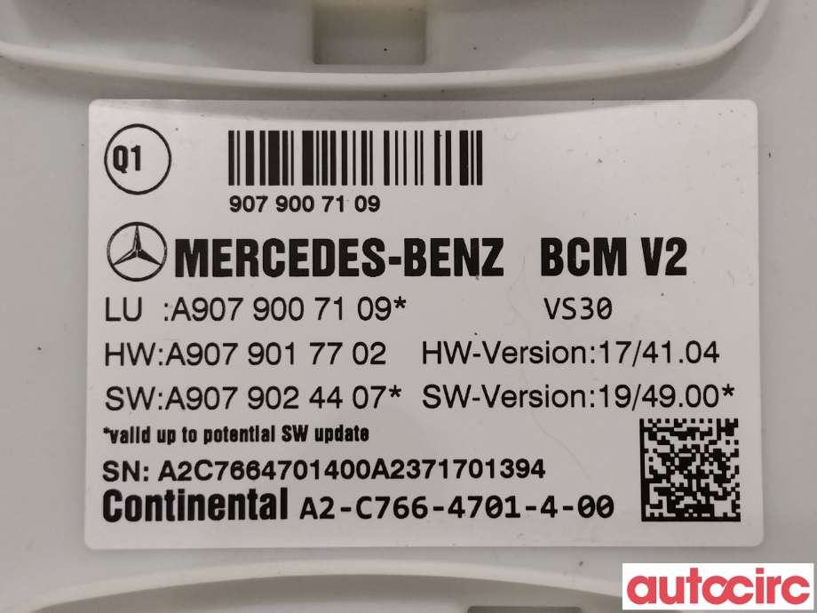 Styreenhet comfort (BCM) til Mercedes Sprinter 2013-2018 (Fase 2) (906) (906) (MERCEDES|A9079007109|A2-C766-4701-4-00|A9079017702)