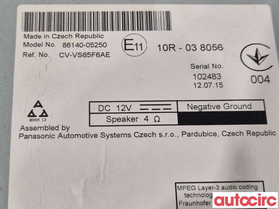 Bilstereo til Toyota Avensis 2015-2019 (Type III, Fase 2)  (TOYOTA|8614005250)
