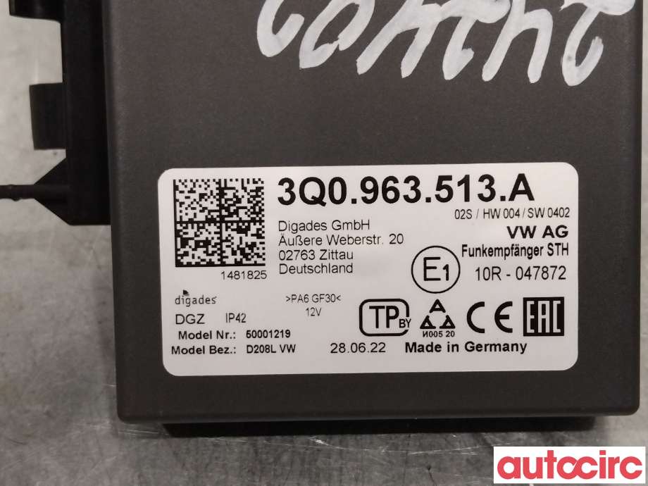 Styreenhet diverse til VW Passat 2015-2019 (Fase 1) (B8) (B8) (VOLKSWAGEN|3Q0963513A|50001219)