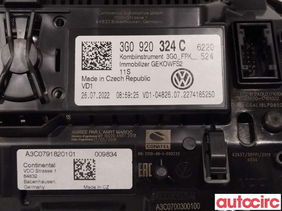 Instrumentpanel til VW Passat 2015-2019 (Fase 1) (B8) (B8) (VOLKSWAGEN|3G0920324C)