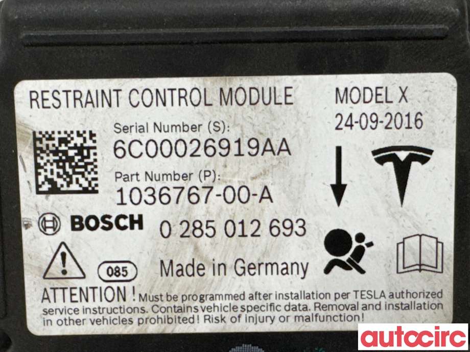 Airbag elektronikk til Tesla Model X 2016-->> (TESLA|1036767-00-A|0285012693)