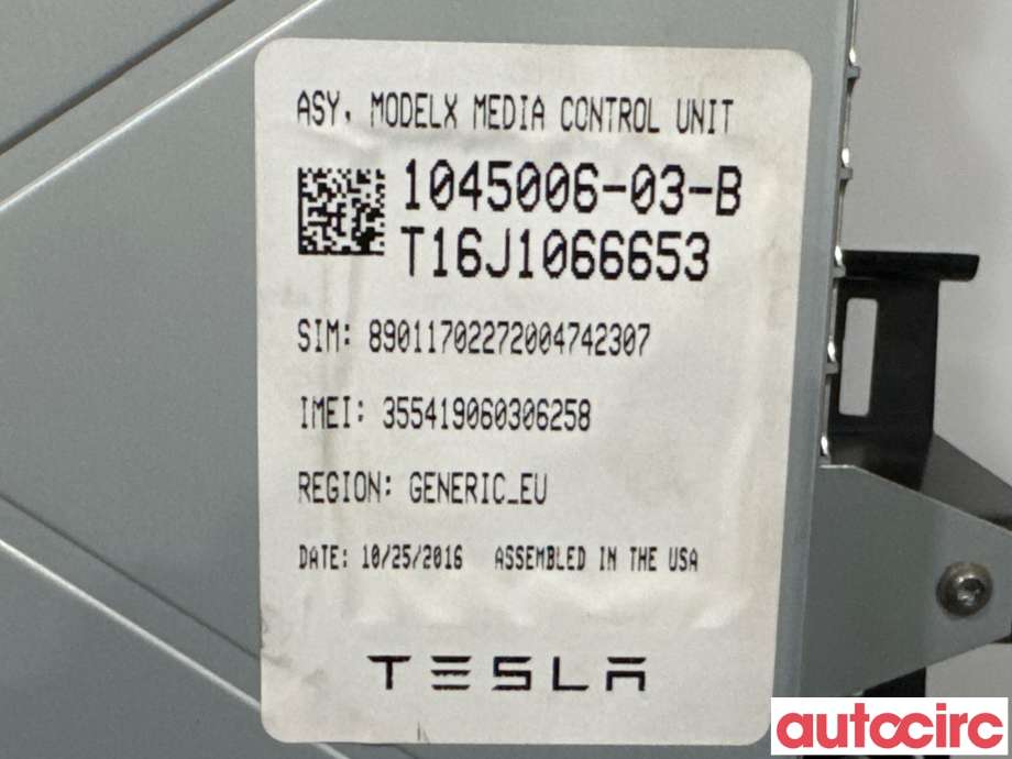 Multimedia display (MCU - Media Controller Unit) til Tesla Model X 2016-->>  (TESLA|1084333-00-A||1045006-03-B)