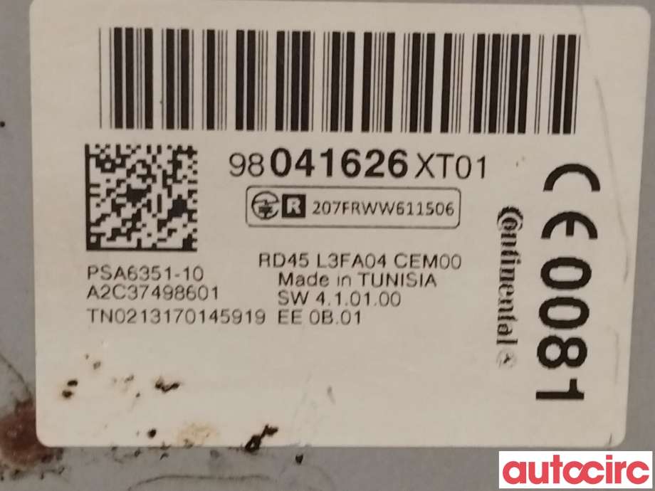 Bilstereo til Citroën Jumpy 2007-2016 (Type II) (CITROEN|16106278XT|98041626XT)