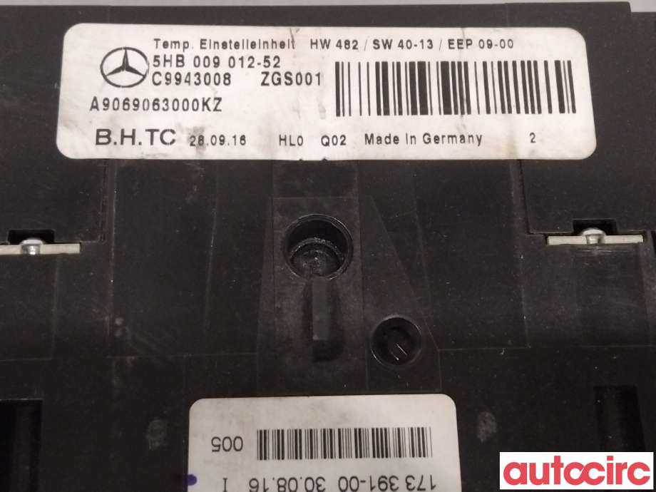 Varmeapparat betjening til Mercedes Sprinter 2013-2018 (Fase 2) (906) (906) (MERCEDES|A9068301735|5HB009012-52|A9069063000)